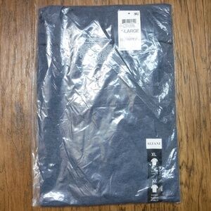 Alfani Navy Blue Heather V-Neck Short Sleeve Shirt